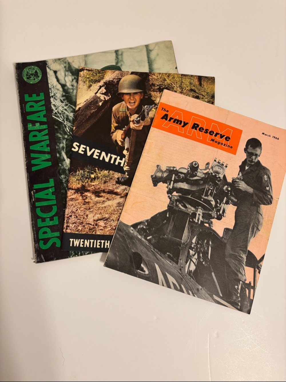 Vintage Military Magazines Trio - Green, Black & Orange Covers - 1960s